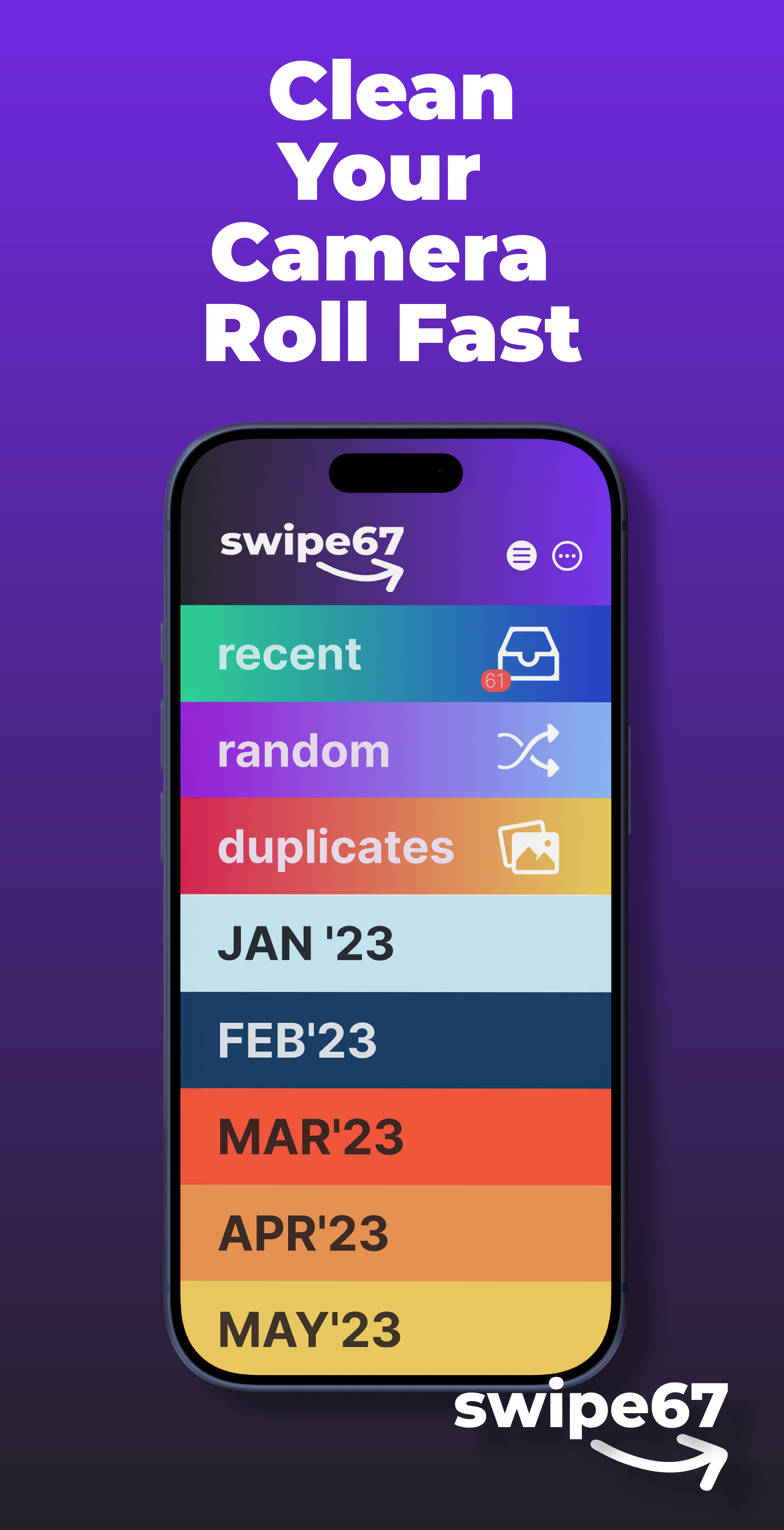 Swipe67 App Interface - Categories